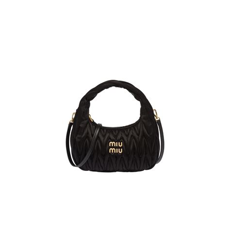 miu miu wander mini bag|Black Wander Matelassé Satin Mini Hobo Bag .